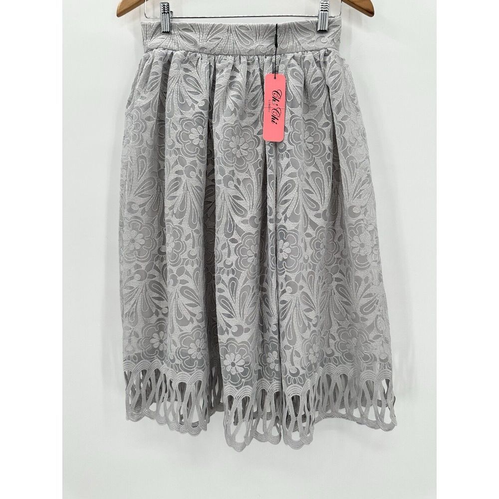 Chi Chi London Chi Chi Nova Skirt Gray Lace Lined Women's Size‎ UK 10 US 6 NEW